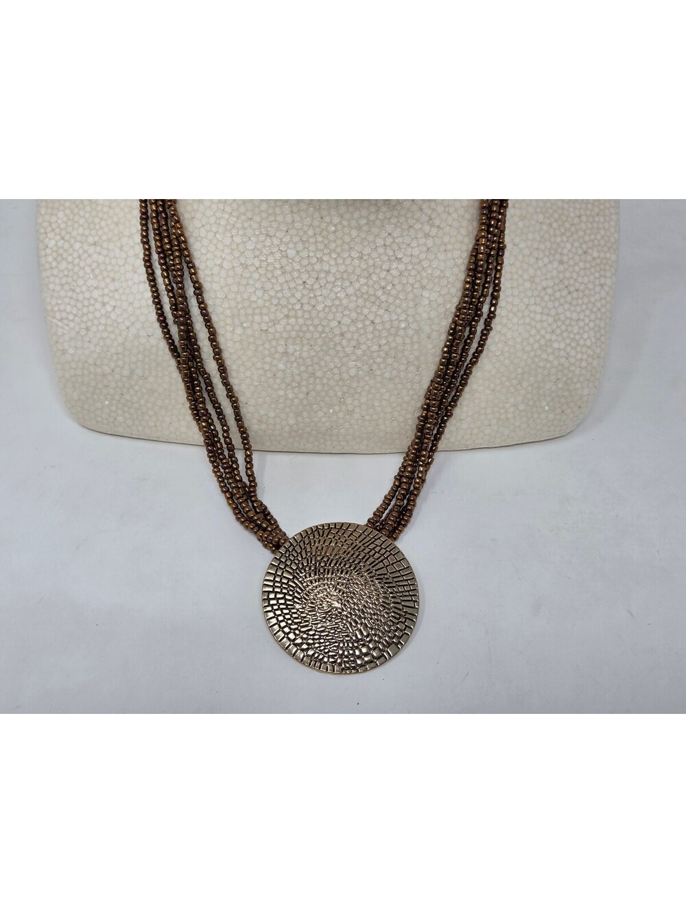 EL Eric Lyons Multi-Strand Bronze Beaded Statement Necklace